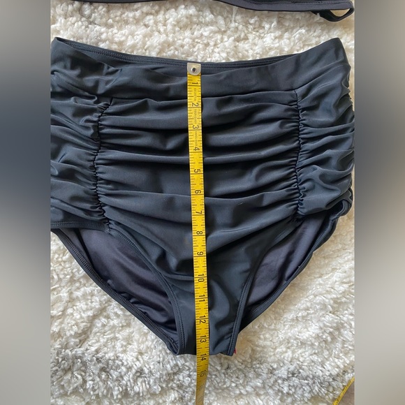 Pinup style ruched black bikini retro vintage style tummy control swimwear NWT - Picture 4 of 6